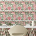 thumbnail image 2 of Ambesonne Blooming Floral Peel & Stick Wallpaper for Home, Leafy Pastel Spring, 13"x72", Pastel Pink Peacock Green, 2 of 5