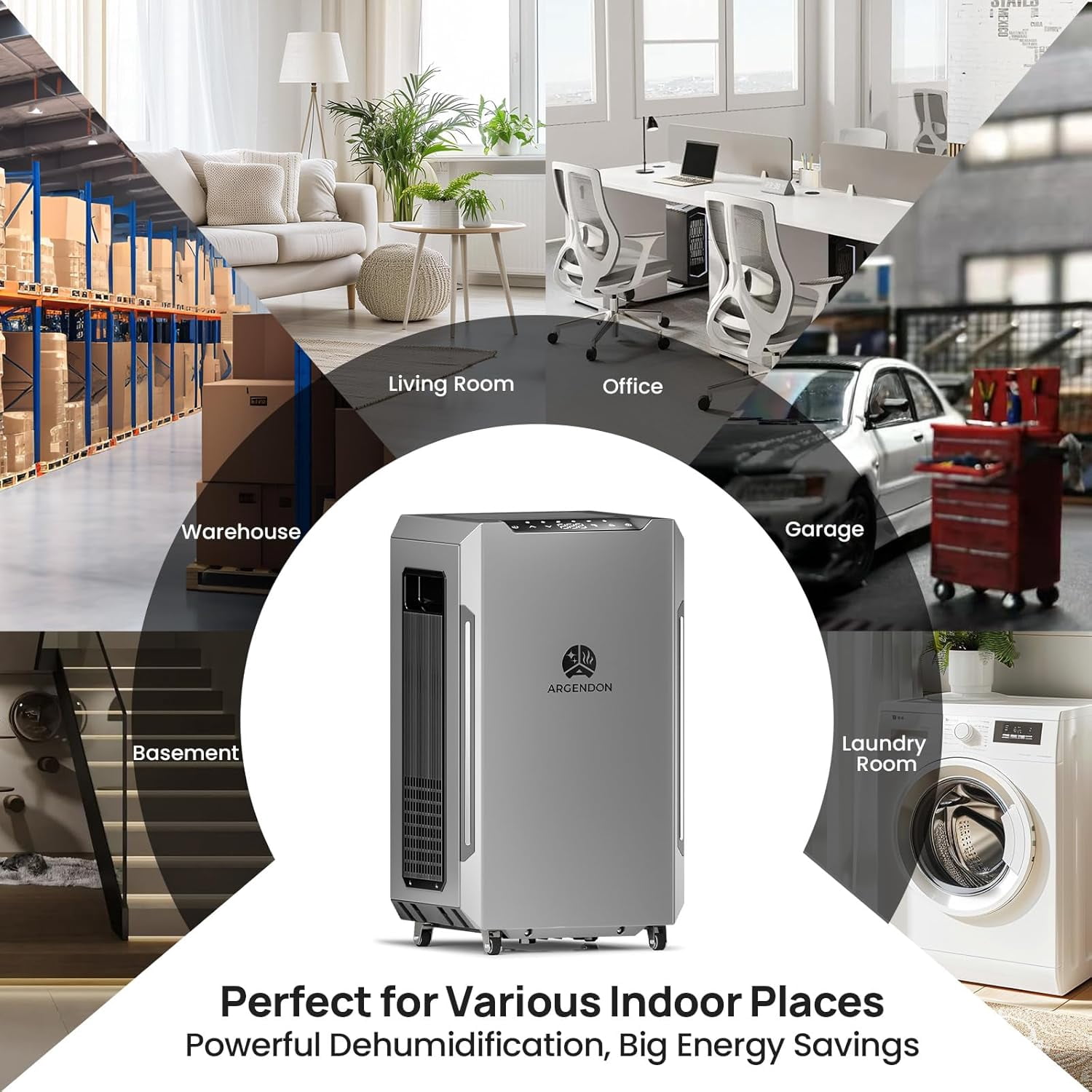 ARGENDON Commercial Dehumidifiers ,120 PPD Dehumidifier for Basementr with Pump and Drain Hose ,on Wheels,High-Capacity Moisture and Humidity Control for Homes, Industrial Use, and Large