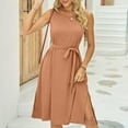 thumbnail image 2 of BLVB Women's Midi Dresses Casual Sleeveless Side Slit Loose Tank Dress Solid Color Belted Summer Dress for Women, 2 of 7