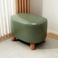 thumbnail image 4 of Wooden Small Stool with Padded Waterproof Seat, Green, Compact Stackable Footstool for Living Room, Entryway, 28x28x16 cm, 4 of 7