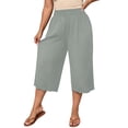 thumbnail image 3 of Nugftut Womens Capris Plus Size, Baggy High Waist Casual Capri Pants Stretch Soft Comfortable, 3 of 7