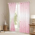 thumbnail image 3 of jejeloiu Pink Sparkling Star Pattern Black Out Curtains Kids,Dreamy Princess Style Curtains Pack of 2 (42x63 Each) For Girls, 3 of 7