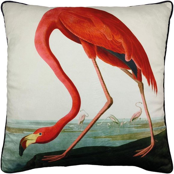 John James Audubon American Flamingo Filled Cushion