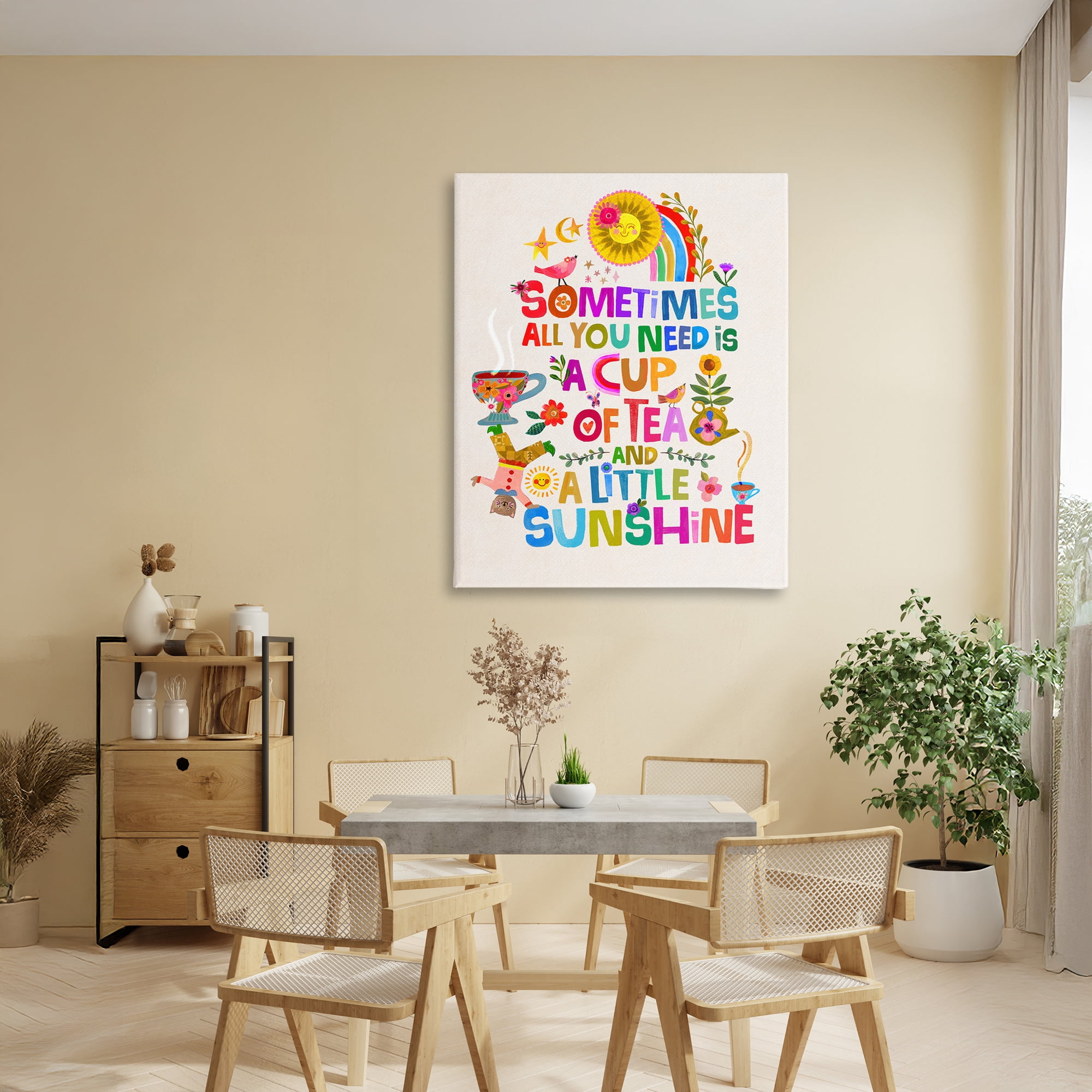 Stupell Industries Cup Of Tea & Sunshine Canvas Wall Art, design by Katherine Herrell Studio