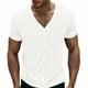 thumbnail image 1 of pstuiky Camisas de manga corta para hombre, Camisa de manga corta con cuello en V y botones de color liso con ventilación para hombre ropa de hombre xxxl, 1 of 8