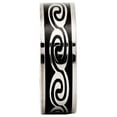 thumbnail image 4 of 316L Surgical Grade Stainless Steel Ring Black Swirl Design 8mm Wide Sizes 7 - 13, 4 of 6