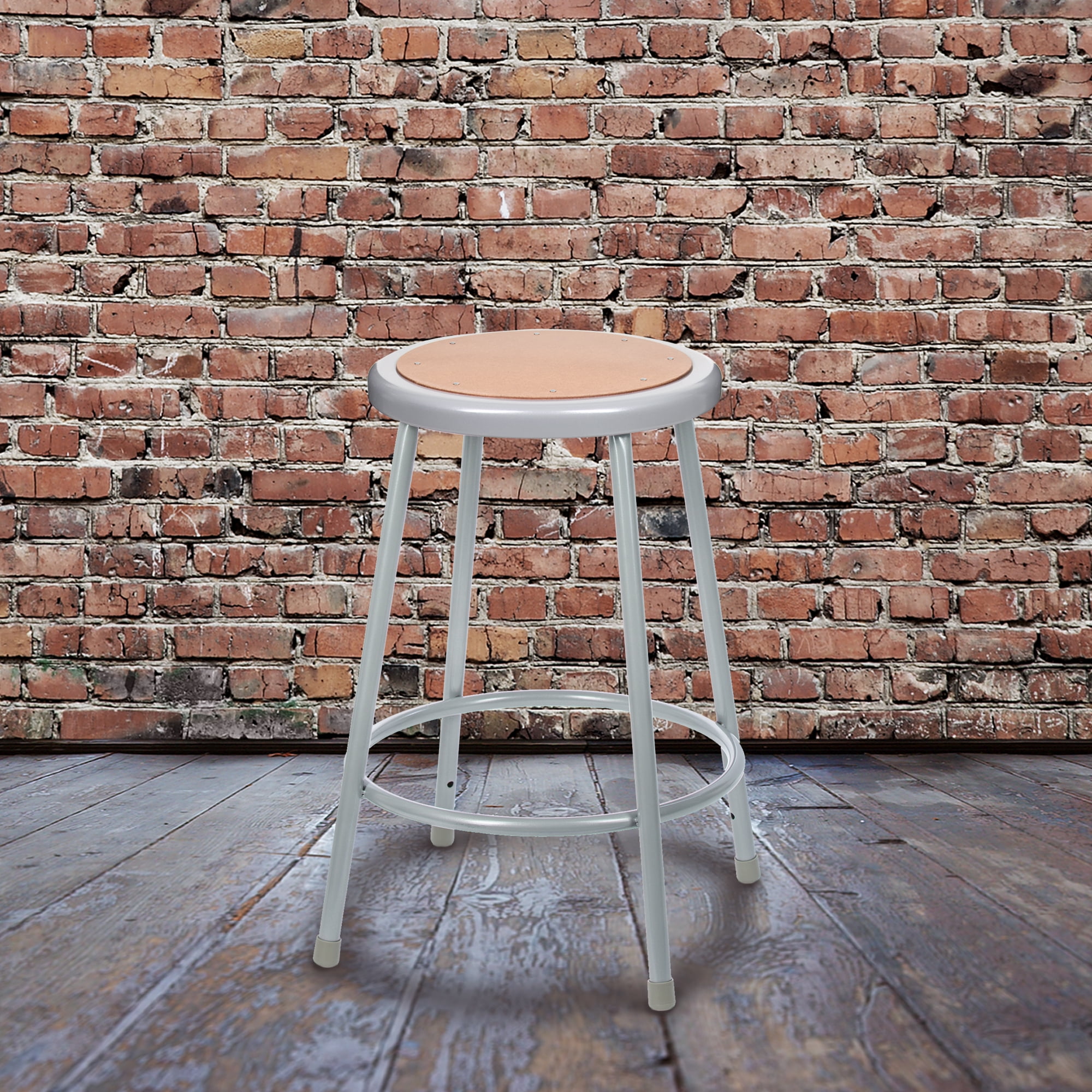 Hampden Furnishings Flynn Collection 24" Masonite/Steel Stool, Grey, Pack of 2