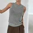 thumbnail image 5 of FAIWAD Women's Ribbed Knit Sleeveless Top Mock Neck Hollow Out Crochet Pullover Loose Summer Trendy Breathable Tank Tops, 5 of 7