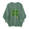 thumbnail image 6 of XIAOCHA Womens Rhinestone Shamrock Print Crewneck Sweatshirt Drop Shoulder Graphic Long Sleeve Pullover Lightweight Daily Wear Sweatshirt, 6 of 6