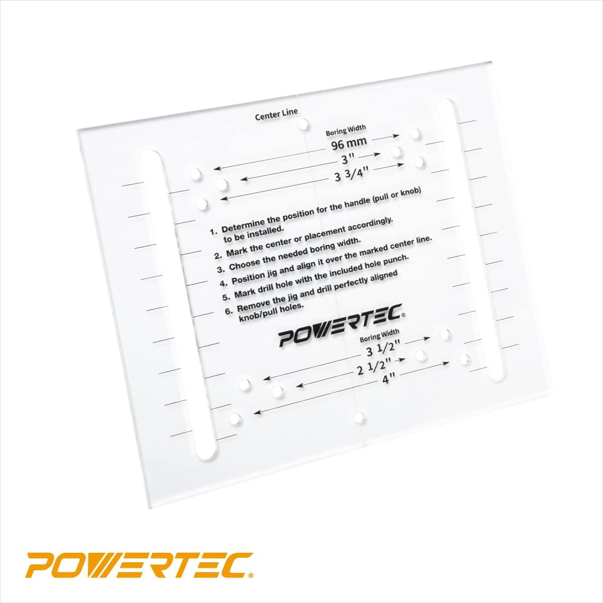 POWERTEC 71412 Drawer Pull Jig Template and Center Punch