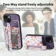 thumbnail image 6 of Allytech iPhone 13 mini Wallet Case with Zipper Pocket & Cards Holder, Floral Pattern PU Leather Back Cover for Girls Women Shockproof Stand Magnetic Phone Case for Apple iPhone 13 mini - Purple, 6 of 9