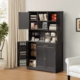 thumbnail image 4 of Aiho 67" Farmhouse Kitchen Pantry Storage Cabinet, Modern Coffee Hutch with Doors, Shelves & Microwave Stand, Cupboard for Dining Room - Black, 4 of 6