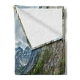 thumbnail image 2 of Landscape Soft Flannel Fleece Blanket, Dock on the Lake with Small Shed Alpine Mountains Germany European Nature Photo, Cozy Plush for Indoor and Outdoor Use, 50" x 60", Multicolor, by Ambesonne, 2 of 5