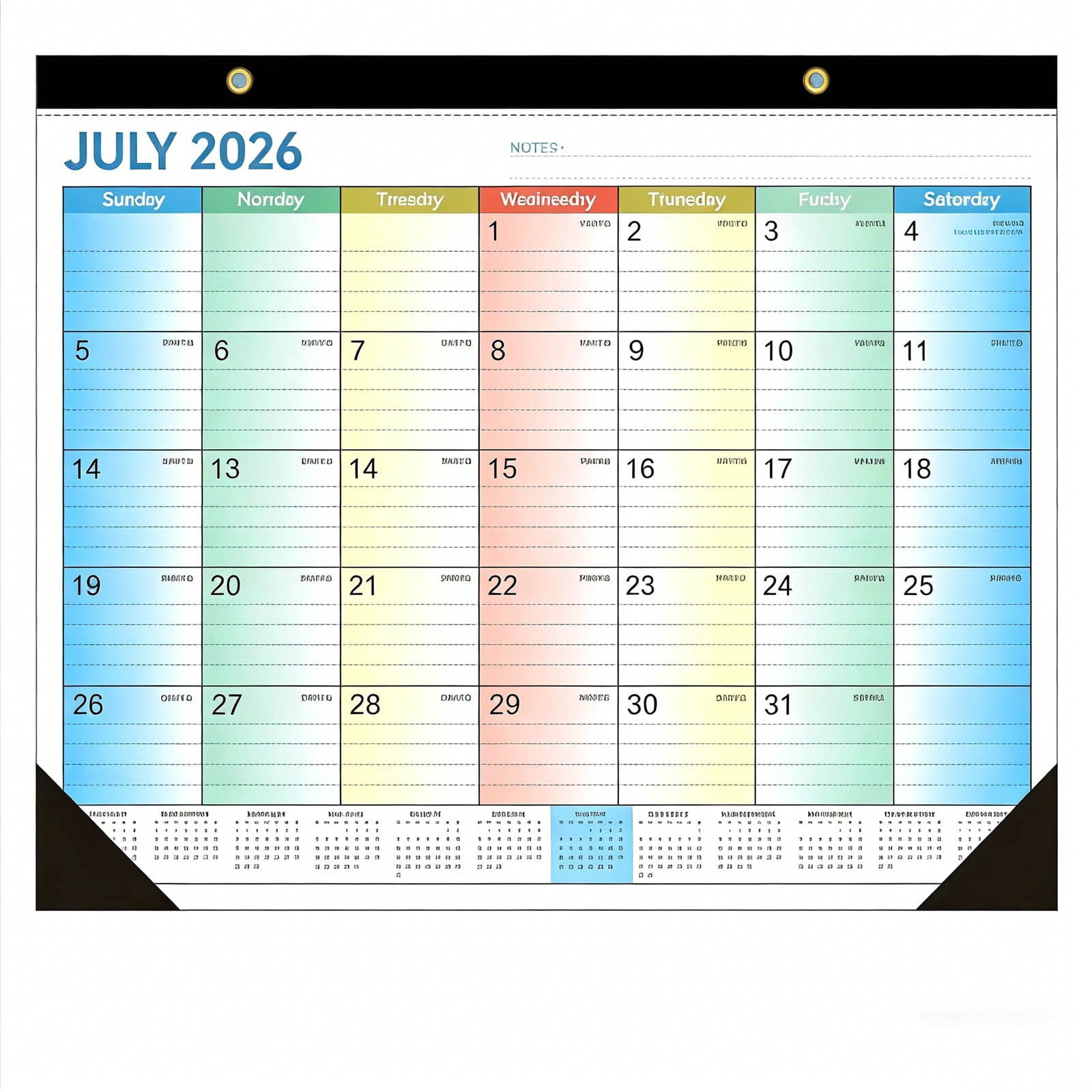 Dongrere Desk Calendar Jun. 2026 - Dec. 2027, Desktop Wall Calendar Hanging Planner with Notes for College Home Office Use, 14x11.2 Inch