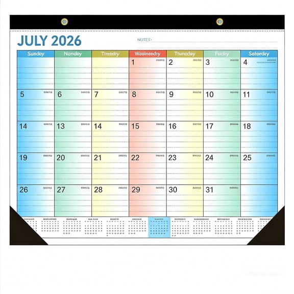 2026-2027 Desk Calendar 18 Month, July 2026 to December 2027, Large Monthly Planner with Big Blocks, Notes Section, Hanging Wall or Desktop Calendar for Home Office School