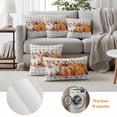 thumbnail image 6 of Orange Pumpkin Outdoor Waterproof Pillow Covers, Thanksgiving Fall Leaves Botanical Plaid Decorative Square Throw Pillowcase Sofa Cushion Sham for Patio/Couch/Chair, 18"x18" 2 Pack, 6 of 8