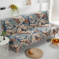 thumbnail image 4 of Dowbom Printed Futon Slipcover Full size,3 Seater Armless Sofa Slipcover Stretch Universal Dust-Proof Washable Spandex Foldable Sofa Bed Slipcover Protector for Living Room Bedroom-D, 4 of 7