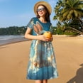 thumbnail image 4 of Fotbe Cute Angel Winged Rabbit Vestido Largo de Moda para Mujer, Vestido Tipo Camiseta con Manga Corta y Estilo Casual a Rayas y Bloques de Color, 4 of 6