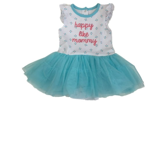 Infant Girls White & Blue Tulle Tutu Bodysuit Sun Dress Sundress 9-12M