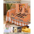 thumbnail image 4 of Orange Thanksgiving Sofa Covers for 3 Cushion,Washable Couch Cover for Sectional Sofa Slipcovers with Tassel,Plaid Pumpkin Buffalo Maple Leaf Loveseat Covers Futon Cover Throw Blanket 71''x118'', 4 of 8