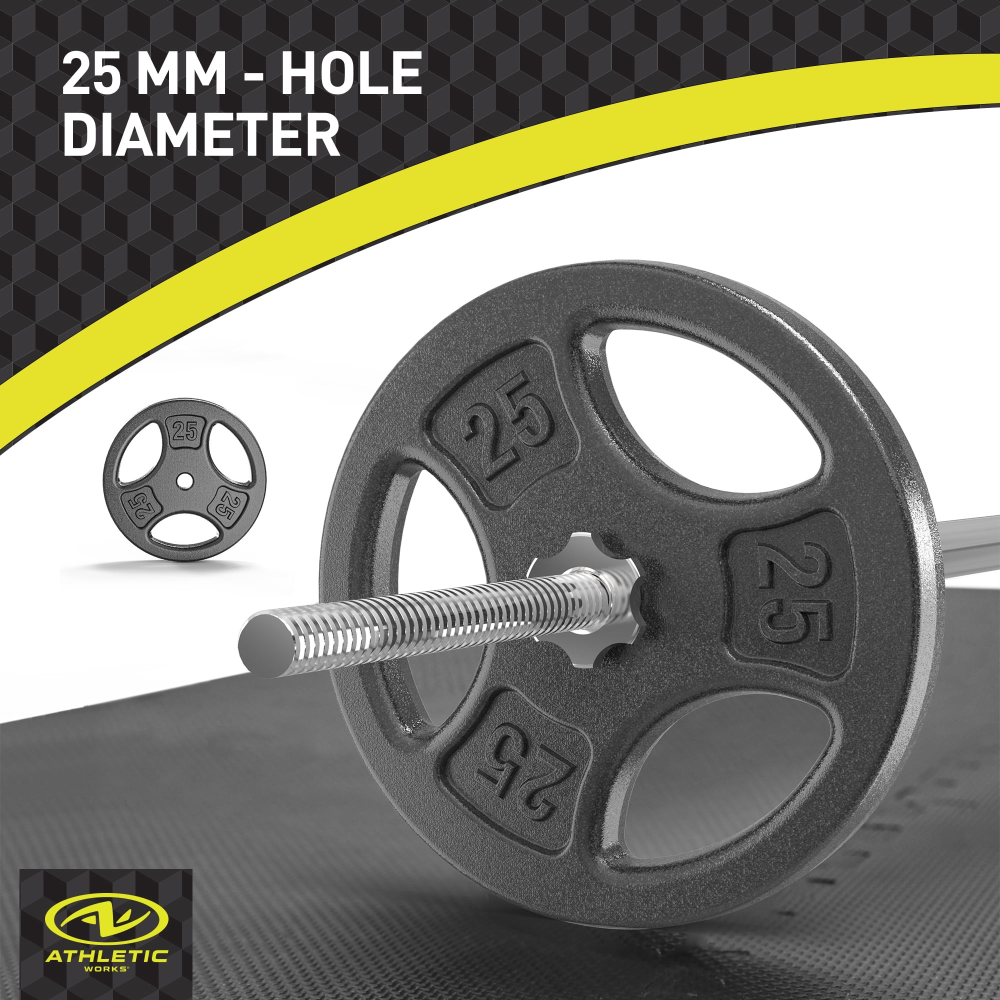 Athletic Works 50LB Cast Iron Standard Weight Plate Set, 2x25LB,1-inch Holes Fit Standard Sized Bar