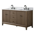 thumbnail image 5 of Vanity Art 60" Bathroom Vanity with Sinks and Engineered Marble Top, Freestanding Storage Cabinet with 2 Drawers, 2 Shelves and 1 Flip Down Tray, 5 of 8