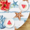 thumbnail image 5 of Summer Sea Starfish Conch Coral Round Tablecloth 60 x 60 Inch, Coastal Ocean Wave Stripes Decorative Table Cloth Nautical Dining Table Cover, Seasonal Beach Dinner Party Picnic Decoration, 5 of 6