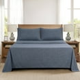 thumbnail image 2 of Mainstays Super Soft Textured Microfiber Bed Sheet Set, Full, Navy, 4 Piece, 2 of 11