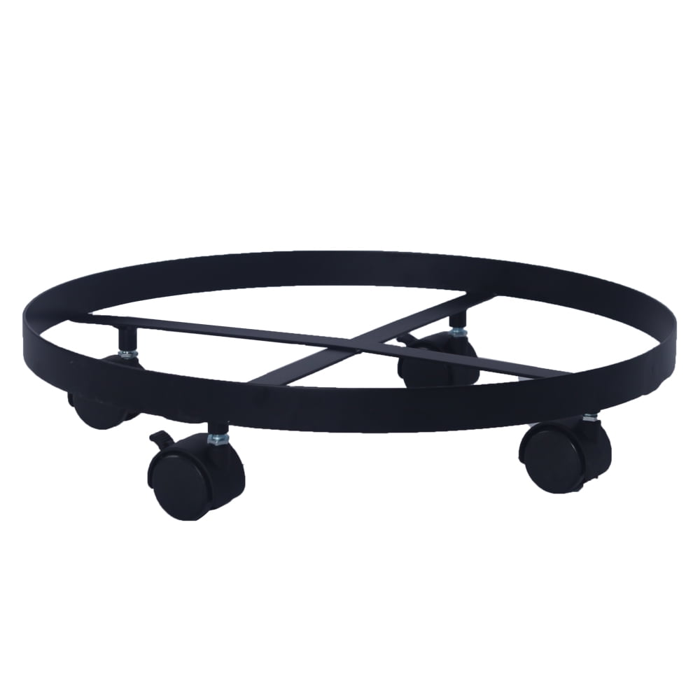 Kepooman 14" Metal Rolling Plant Caddy Round Flower Pot Rack with Wheels for Garden Patio, Black