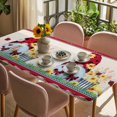 thumbnail image 3 of Gnomes Flowers Table Cloths for 6 Foot Rectangle Tables, Spring Farmhouse Botanical Floral Striped Patio Waterproof Elastic Fitted Tablecloths, Washable Rectangular Table Cover for Camping, 3 of 8