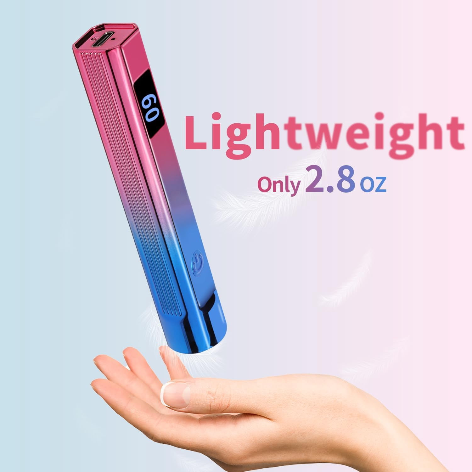 2 Pack Handheld Nail Lamp for Gel Nails, Portable Mini UV Light with LED, Nail Dryer for Fast Curing, Cordless Rechargeable Nail Light with Type C for Home DIY Manicure
