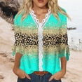 thumbnail image 2 of Dyegold Blouses For Women Dressy Casual 3/4 Flare Sleeve Lace Trim V Neck Floral Print Vintage Tunic Tops Loose Fit Shirts, 2 of 5