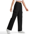 thumbnail image 3 of FAIWAD Girls Cargo Sweatpants Elastic Waist Wide Leg Joggers with Pockets Kids Causal Workout Pants Activewear, 3 of 8