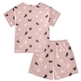 thumbnail image 7 of Summer Short Sleeve Pajama Sets Black White Cat Patterns Sleepwear Nighty 95% Cotton (5-14Y), 7 of 7