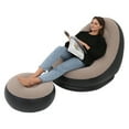 thumbnail image 2 of Silla inflable plegable de PVC flocado, cómoda con reposapiés, sillón inflable para acampar al aire libre, viajes, café, 2 of 14
