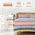 thumbnail image 6 of 3 Piece Boho Duvet Cover Set Full Size,Microfiber Comforter/Quilt Cover with Corner Ties and 2 Pillowcases,Colorful Striped Ethnic Geometric Modern Abstract Art All Season Bedding with Zipper Closure, 6 of 8