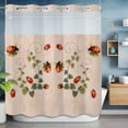 thumbnail image 6 of No Hook Shower Curtains with Snap-in Liner Set, Ladybugs Eucalyptus Leaves Waterproof Hotel Style Bathroom Shower Curtain, Spring Botanical Vintage Breathable Mesh Top Window Bath Curtains 72''x78'', 6 of 9