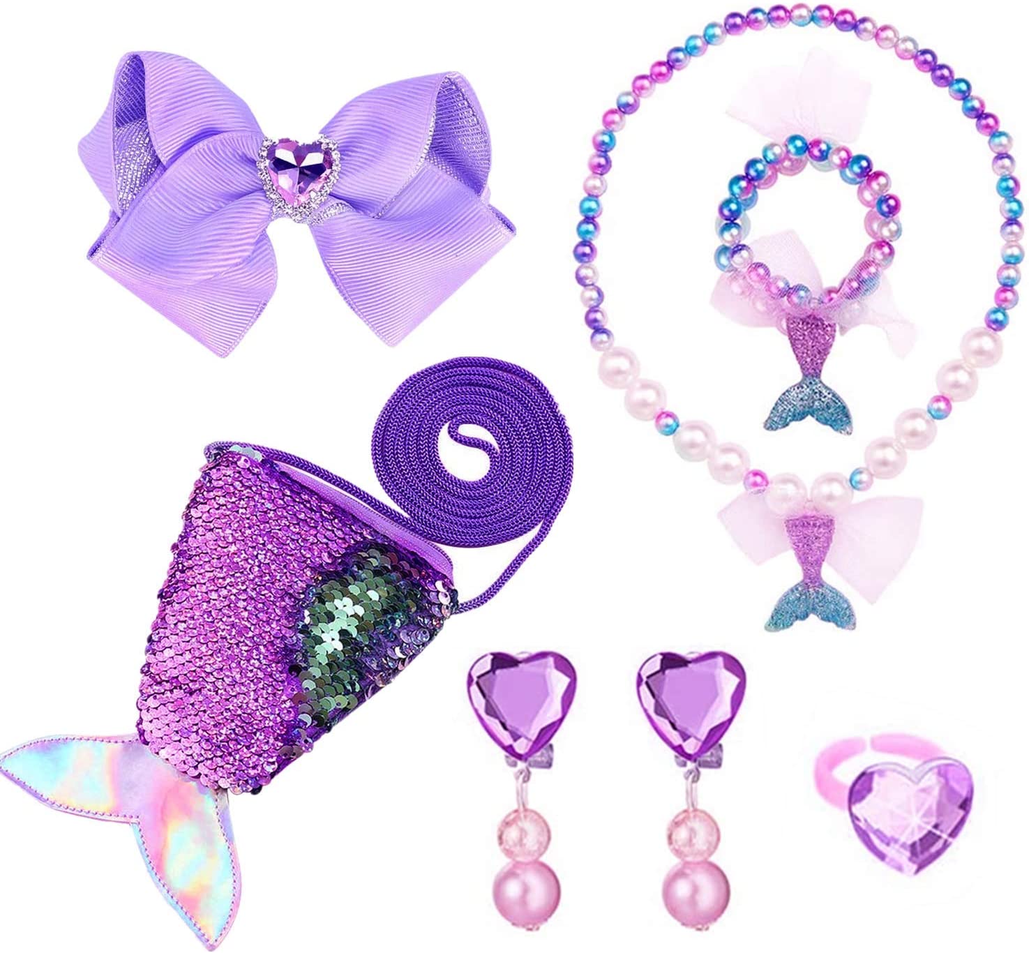 7Pcs Mermaid Princess Pretend Jewelry 