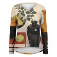 thumbnail image 5 of QASIEATN Women's V Neck Long Sleeve Top Asymmetrical Shirt Blouse Summer Graphic Tee Tops, 5 of 5