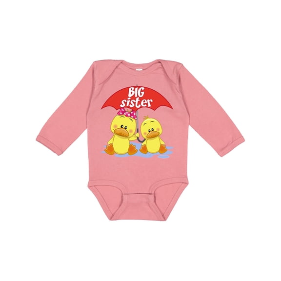 Inktastic Big Sister Duck Girls Long Sleeve Baby Bodysuit