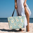 thumbnail image 3 of Wukai Floral Daisy Print Zipper Bag,large Beach Tote Bag,Waterproof Sandproof Bag,Grocery and Picnic Tote Travel Bag, 3 of 5