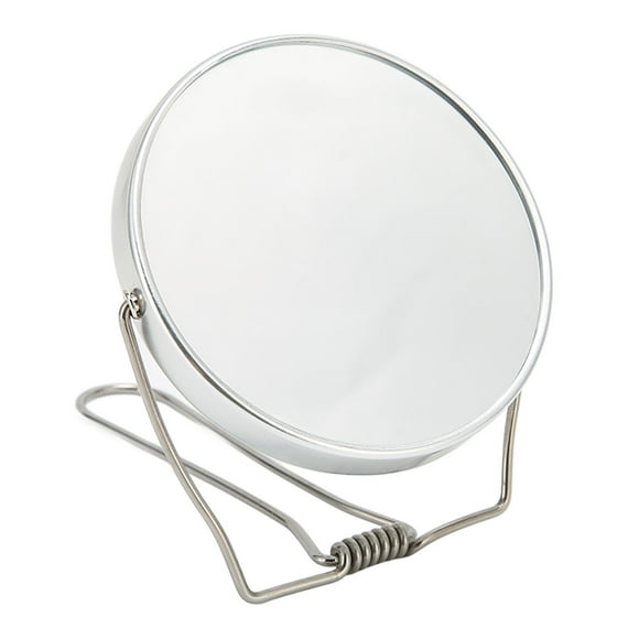 2 Sided Vanity Mirror, Smoother Edges 360 Degree Rotation Stainless Steel Stand Silver Vanity Mirror for Office