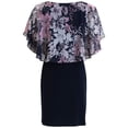 thumbnail image 2 of Connected Women's Floral Print Caped Chiffon Dress Pink Size 8, 2 of 3