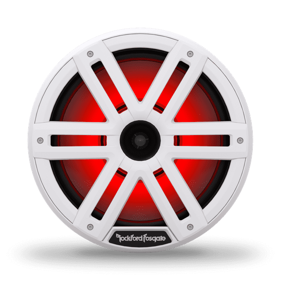 Rockford Fosgate M2-10H Color Optix Multicolor LED Lighted 10" Marine Grade Coaxial Speakers with Horn Tweeter - White (Pair)