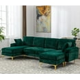thumbnail image 1 of U-shaped Sectional Sofa Set with Removable Ottoman, Modern Modular Sofa Couch with 2 Pillows and Padded Back Cushion for Living Room Bedroom Office, Green, 1 of 7