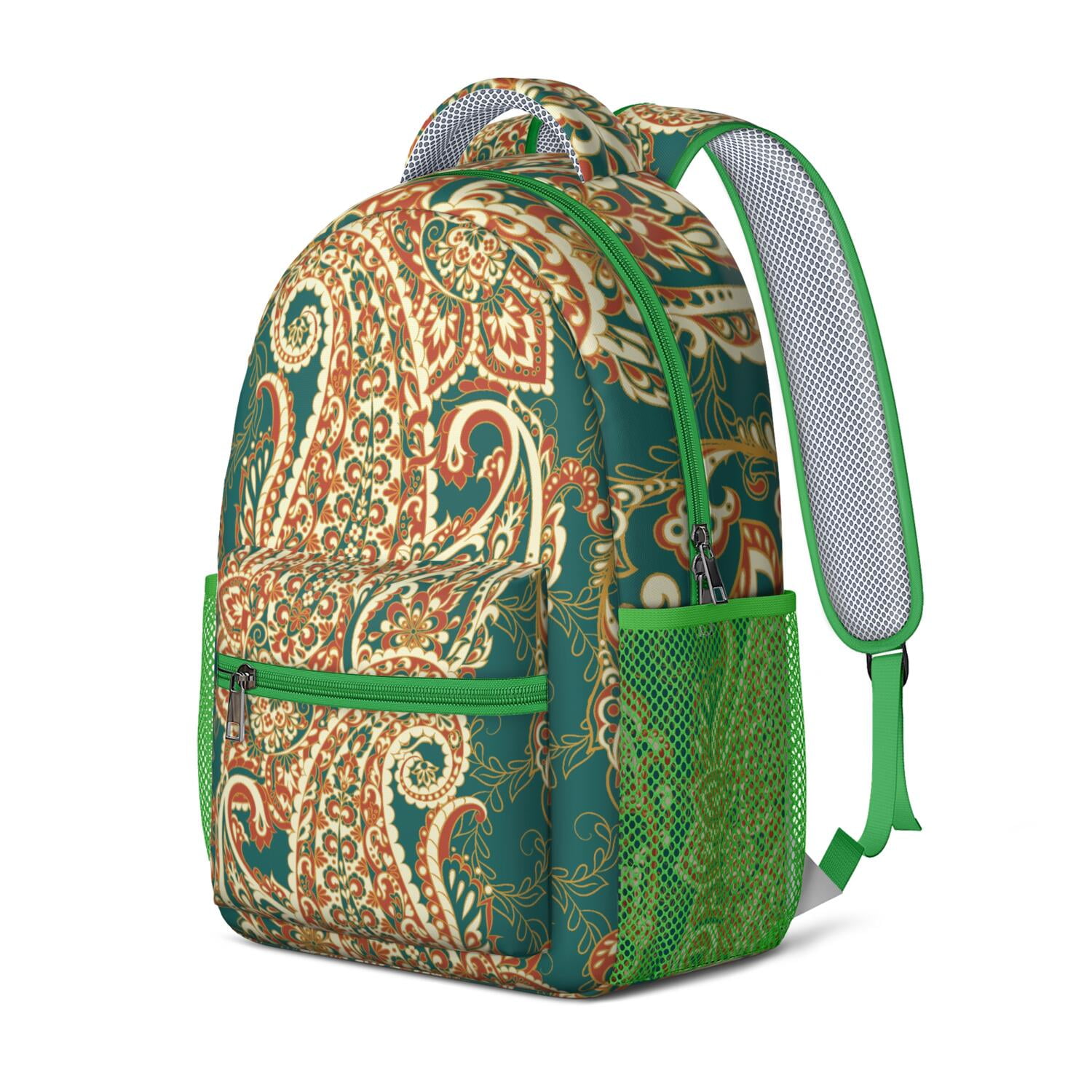 Elegant Exotic Paisley Backpack - Lightweight Waterproof School Bag with Adjustable Shoulder Straps