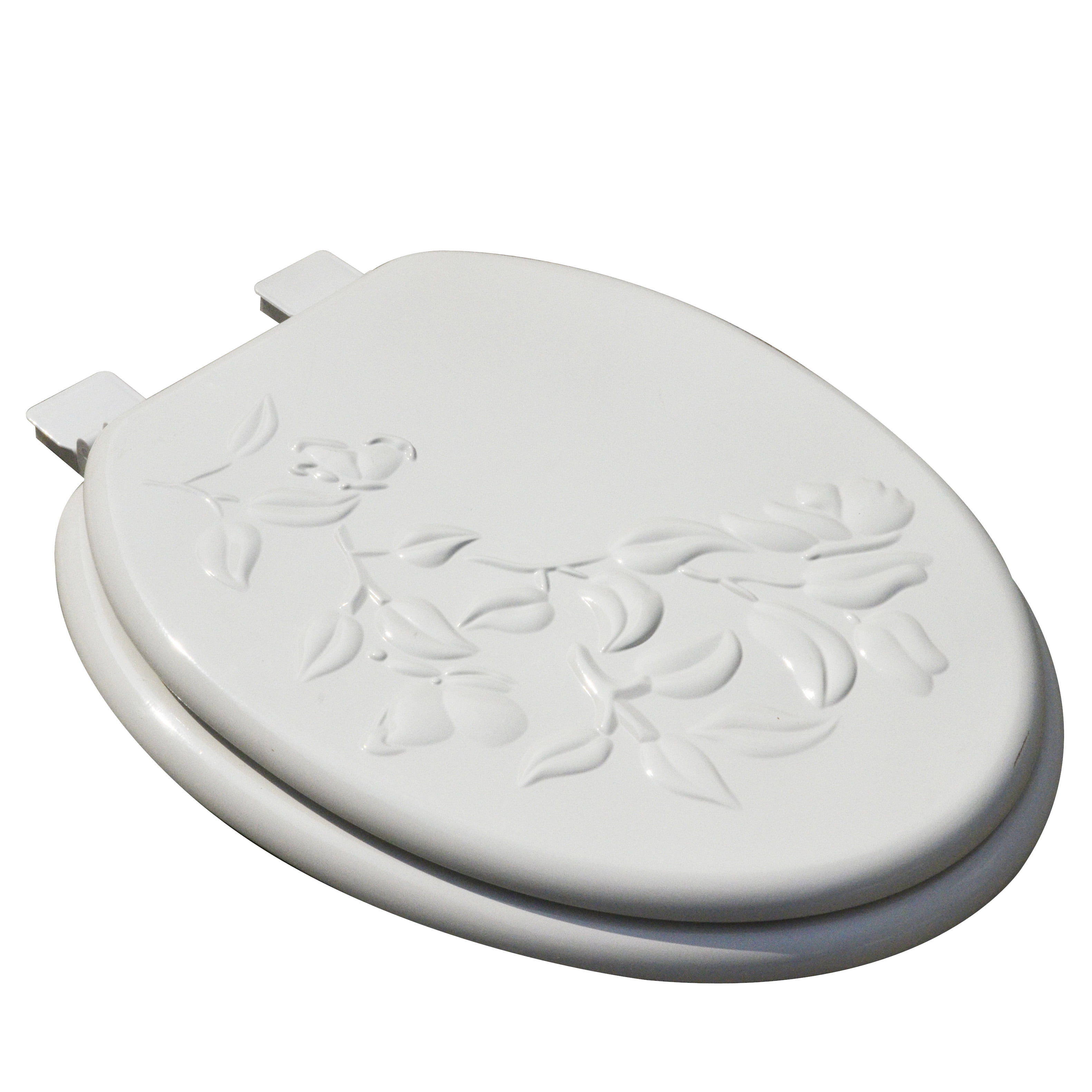 White Sculpted Butterfly & Ivy Molded Elongated Toilet Seat with