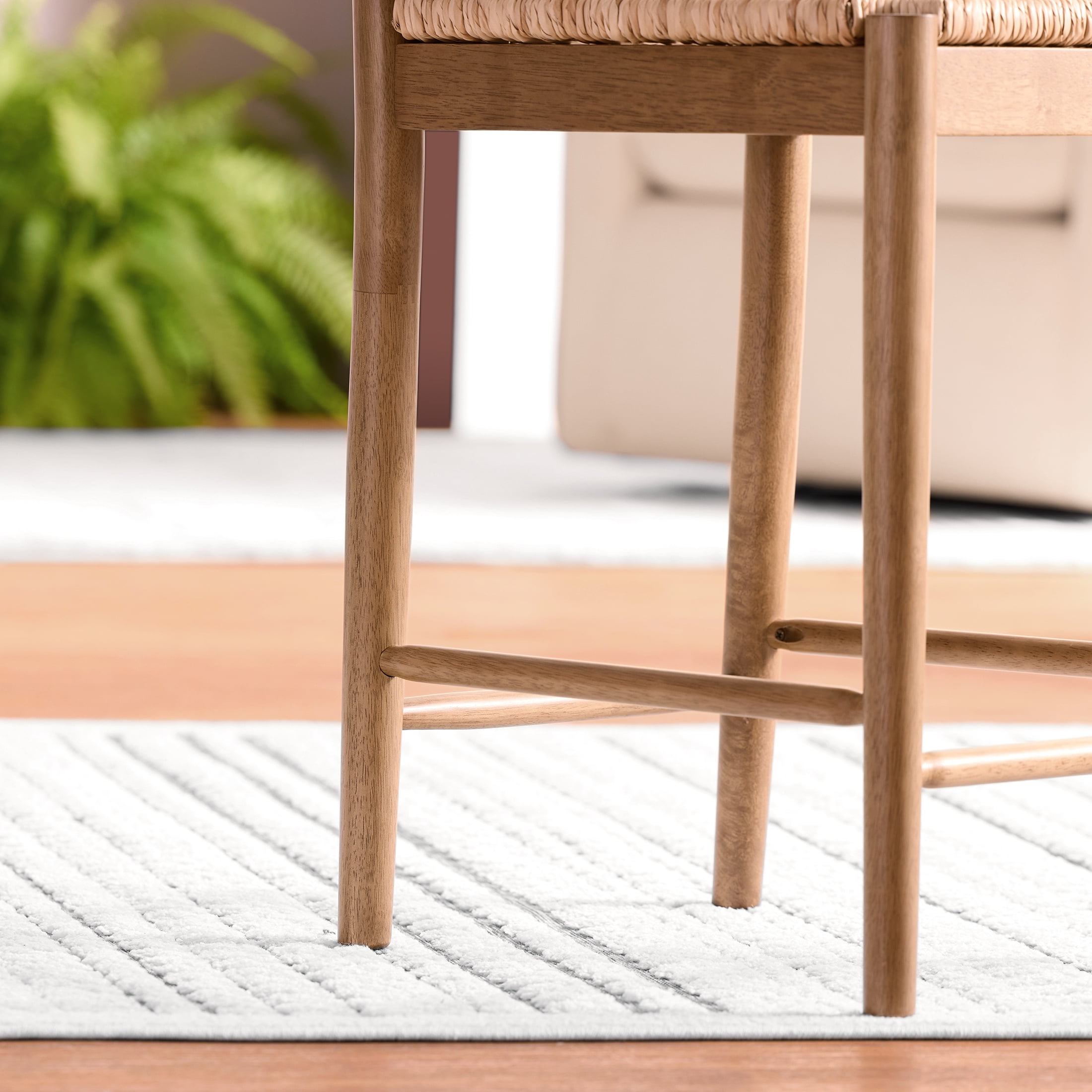 My Texas House Laurel Counter-height Dining Stools with Woven Seagrass Seat, Warm Brown, 2 Pack