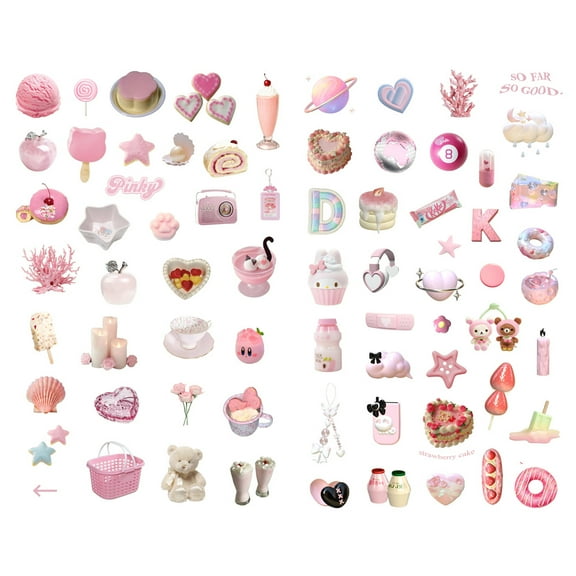Sweet Pink Style Items Aesthetic Sticker Pre-cut Cute Diary Travel Paper Journal Stickers Scrapbooking Stationery Sticker Flakes Art Supplies