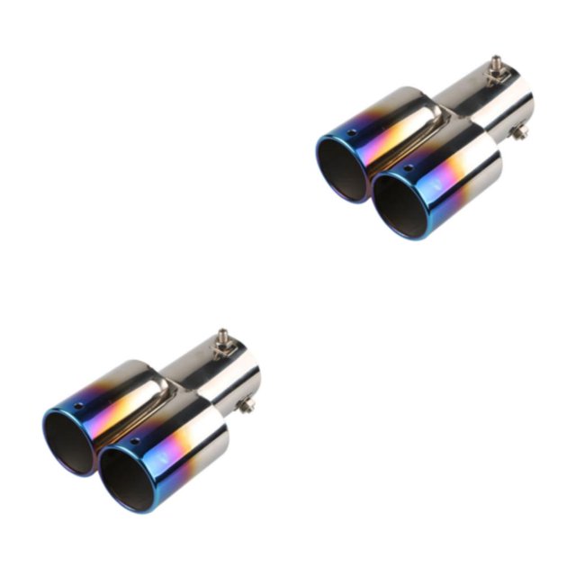 Scienceny Punta de silenciador de escape Universal para coche, revestimiento de garganta de acero inoxidable automático, ajuste de Recto/Azul 2piezas
